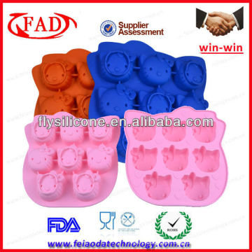 100% Food-grade Olá Kitty face Silicone molde de bolo lego